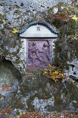 Relief by the sculptor Georg Kemper, 1880-1948, Flagellation of Jesus Christ, Station of the Cross IX, Mittelehrenbach, Upper Franconia, Bavaria, Germany, Europe