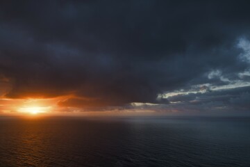Dramatic dark cloudy sky at sunset, Atlantic, Tenerife, Canary Islands, Spain, Europe