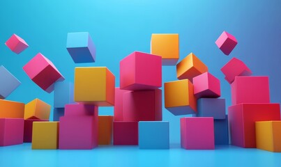 Obraz premium Abstract minimalist cubes, fluid design, 3d render, Generative AI