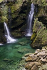 Obraz premium Waterfall at the Traunfall, Upper Austria, Austria, Europe