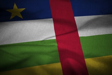 Ruffled Flag of Central African Republic Blowing in Wind