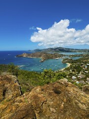 View from Shirley Heights to English Harbour and Windward Bay, Antigua, West Indies, Antigua, Antigua and Barbuda, Central America