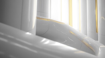 Abstract White Architectural Design with Gold Accents