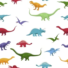 Fototapeten Vector cartoon seamless pattern with dinosaurus over white © Richard Laschon/imageBROKER