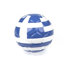 Soccer ball with the flag of Greece on a white background, 3d rendering