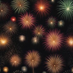 Vibrant fireworks exploding in the night sky, creating a festive and celebratory atmosphere, AI generated