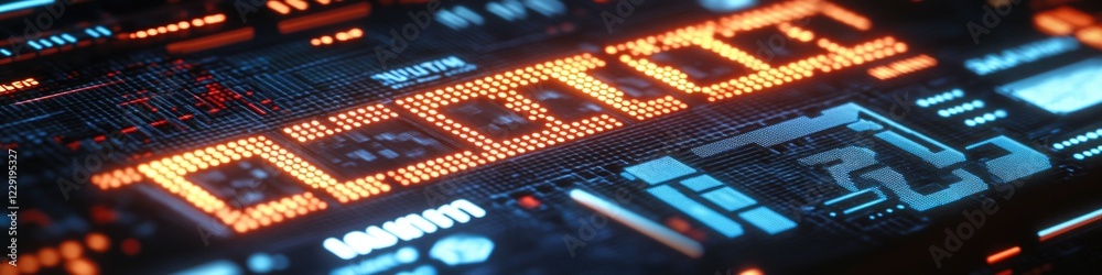 Poster a close-up of a computer screen showing a digital clock, suitable for use in technology-related cont