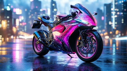 Futuristic Motorcycle: Night City Ride