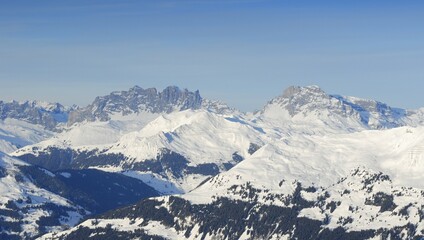View to the Sesvennagroup in the central alps - Switzerland, Europe.