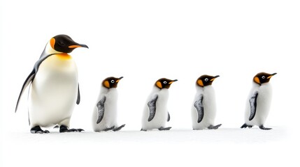 Fototapeta premium Adorable Emperor Penguins and Their Charming Chicks on Ice