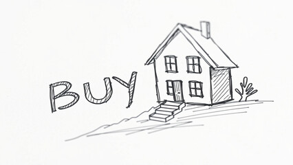 Fototapeta premium hand drawn illustration of buying a house