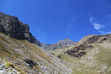 On the Pian del Re, high plateau, source of the Po River, Cottian Alps, Cuneo, Piedmont, Italy, Europe