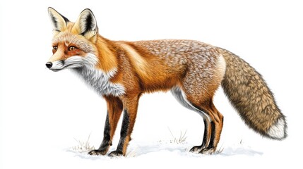 Obraz premium Detailed Illustration of a Red Fox in Natural Habitat Setting