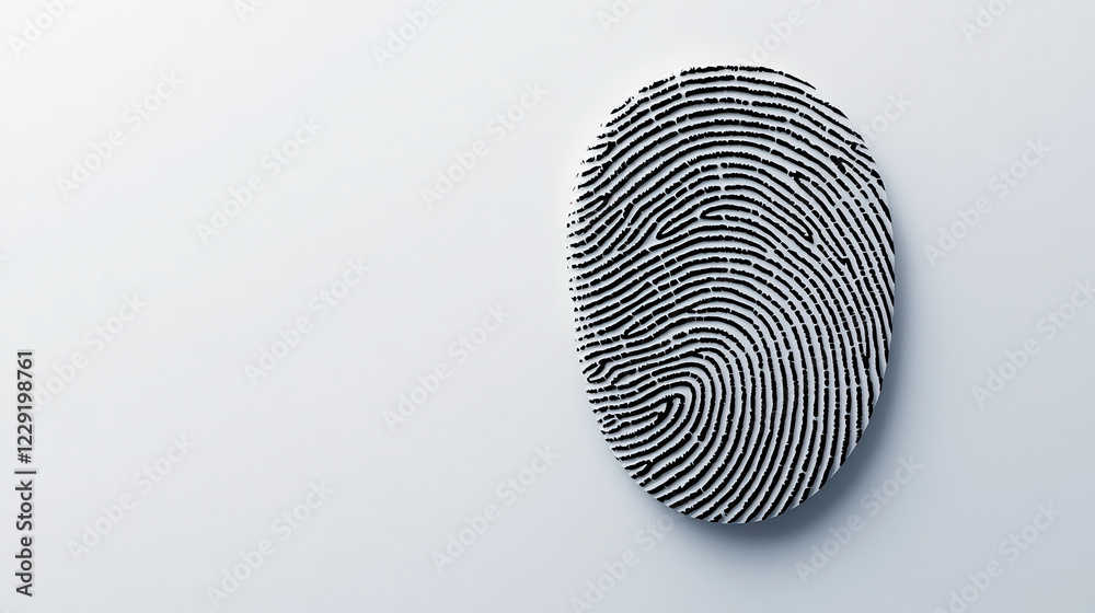Fototapete clean and highly detailed black and white fingerprint design, showcasing intricate patterns and text