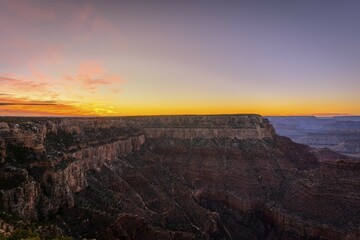 Gorge of the Grand Canyon at sunset, view from Yavapai Point, eroded rock landscape, South Rim,...