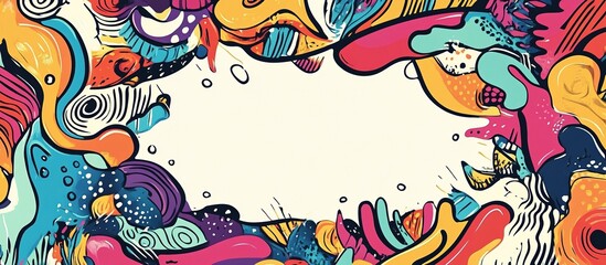 Colorful abstract doodle frame background. (2)