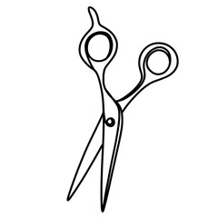 Scissors for hair continuous line art drawing 