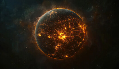 Obraz premium Abstract Digital Globe on a Textured Blue Background