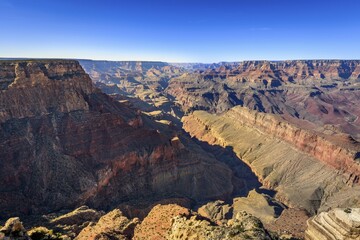 Canyon landscape, gorge of the Grand Canyon, Colorado River, eroded rock landscape, South Rim, Grand Canyon National Park, Arizona, USA, North America
