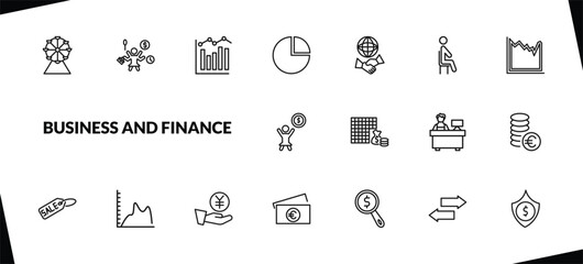 outline business and finance icons set. editable linear multitasking woman, measuring success, infographic elements, and other 15 icons in this category isolated on transparent background.