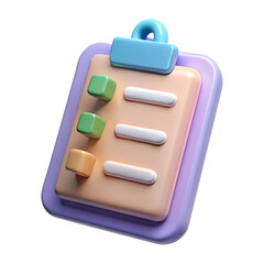 3D Clipboard Icon with Checklist and Soft Glow Design