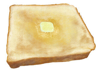 バターが乗ってる食パン（トースト）のイラスト素材