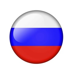 The Russian flag. Round glossy icon. Isolated on white background