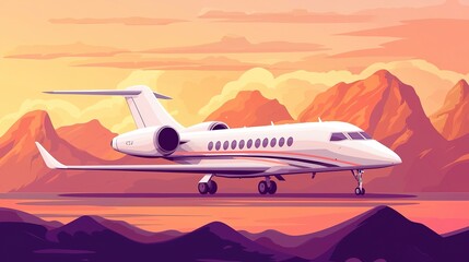 Fototapeta premium Private Jet Sunset Flight