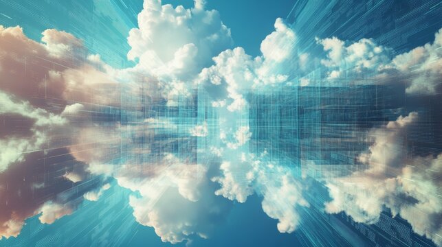 Futuristic Cloud Network: Exploring the Digital Sky with Abstract Technology
