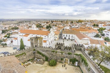 Cityscape with castel, Beja, Alentejo, Portugal, Europe
