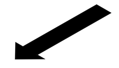 Black diagonal arrow pointing down and to the left on a white background