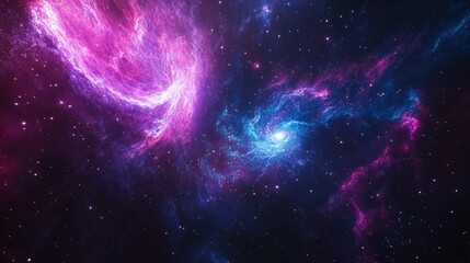 Naklejka premium Celestial Nebulae Swirling Cosmic Dust and Stars