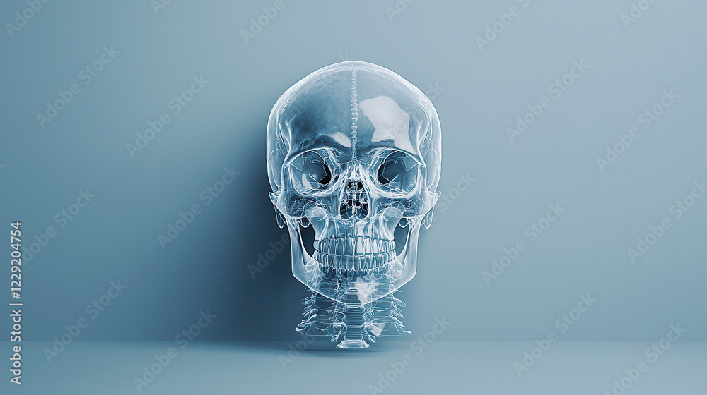 Aufkleber high definition x ray of human skull, showcasing intricate details and structure. transparent view h