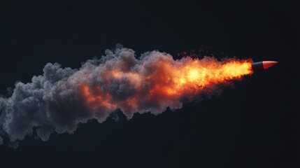 Rocket launch with fire and smoke trail, cut out