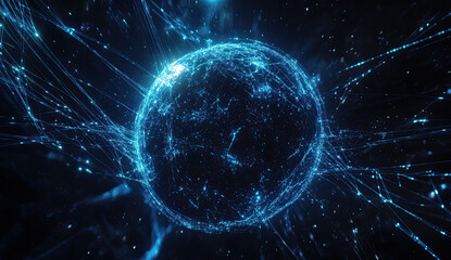 Obraz premium Abstract Digital Globe on a Textured Blue Background