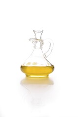 Virgin olive oil on a white background