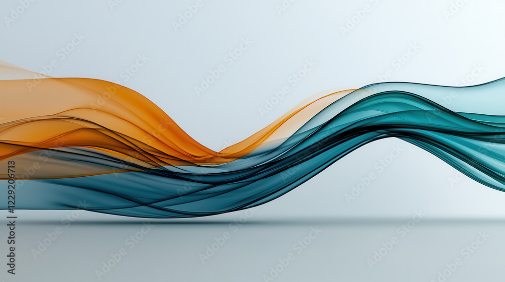 Aufkleber vibrant abstract scene featuring flowing waves in orange and teal colors, creating sense of harmony 