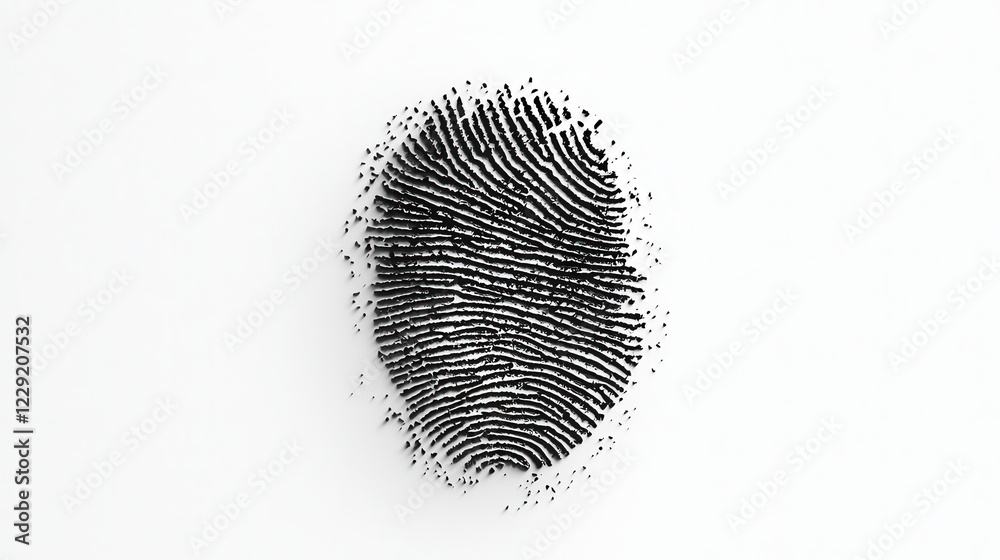 Fototapete sharp and intricate black and white fingerprint design, showcasing unique patterns and textures. This artistic representation highlights beauty of individuality and identity