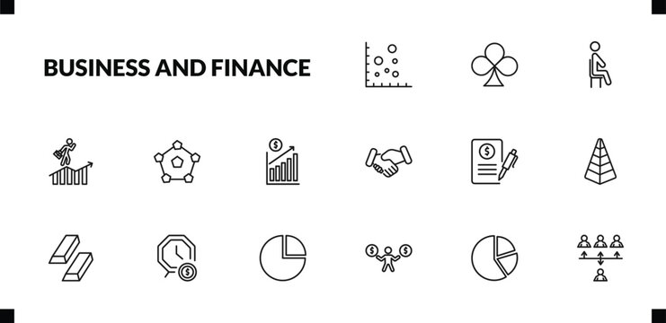 outline business and finance icons set. editable linear club card, sitting, success man, and other 12 icons in this category isolated on transparent background.
