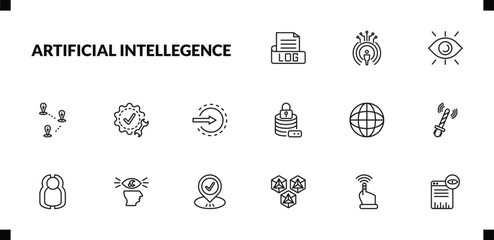 outline artificial intellegence icons set. editable linear telepresence, view, demographic, and other 12 icons in this category isolated on transparent background.