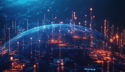 Obraz premium Abstract Digital Globe on a Textured Blue Background