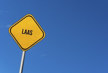 LaaS, yellow sign with blue sky
