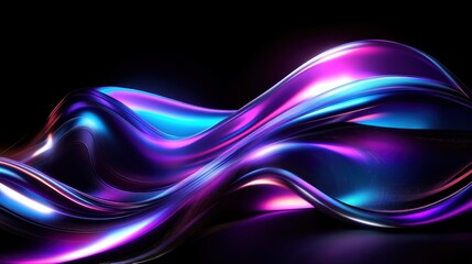 Abstract Liquid Flow: A mesmerizing wave of iridescent liquid flows across a dark background, creating a hypnotic and ethereal visual effect.