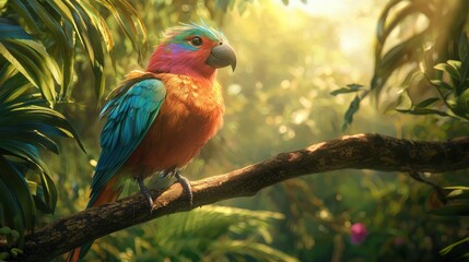 Obraz premium Vibrant Parrot in Lush Tropical Paradise