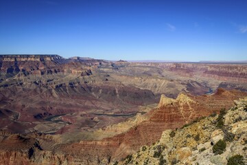 Canyon landscape, gorge of the Grand Canyon, Colorado River, eroded rock landscape, South Rim, Grand Canyon National Park, Arizona, USA, North America