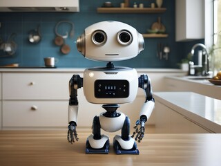 Android, Robot to help with housework in the kitchen, Symbolic image of artificial intelligence replacing human labour, AI generated, AI generated, AI generated