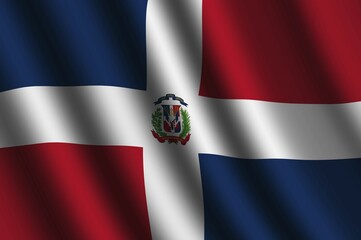 The Dominican Republic flag flying in the wind