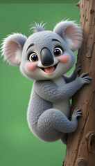 Fototapeta premium Adorable 3d Koala Cartoon Climbing Tree