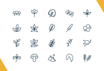 Fototapeta premium outline nature icons set. editable linear sassafras leaf, birch leaf, cercis leaf, and other 17 icons in this category isolated on transparent background.