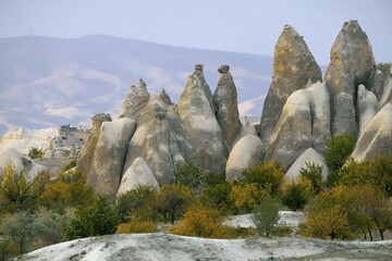 Tufa formations, Goreme National Park, Göreme, Nevsehir Province, Cappadocia, Turkey, Asia